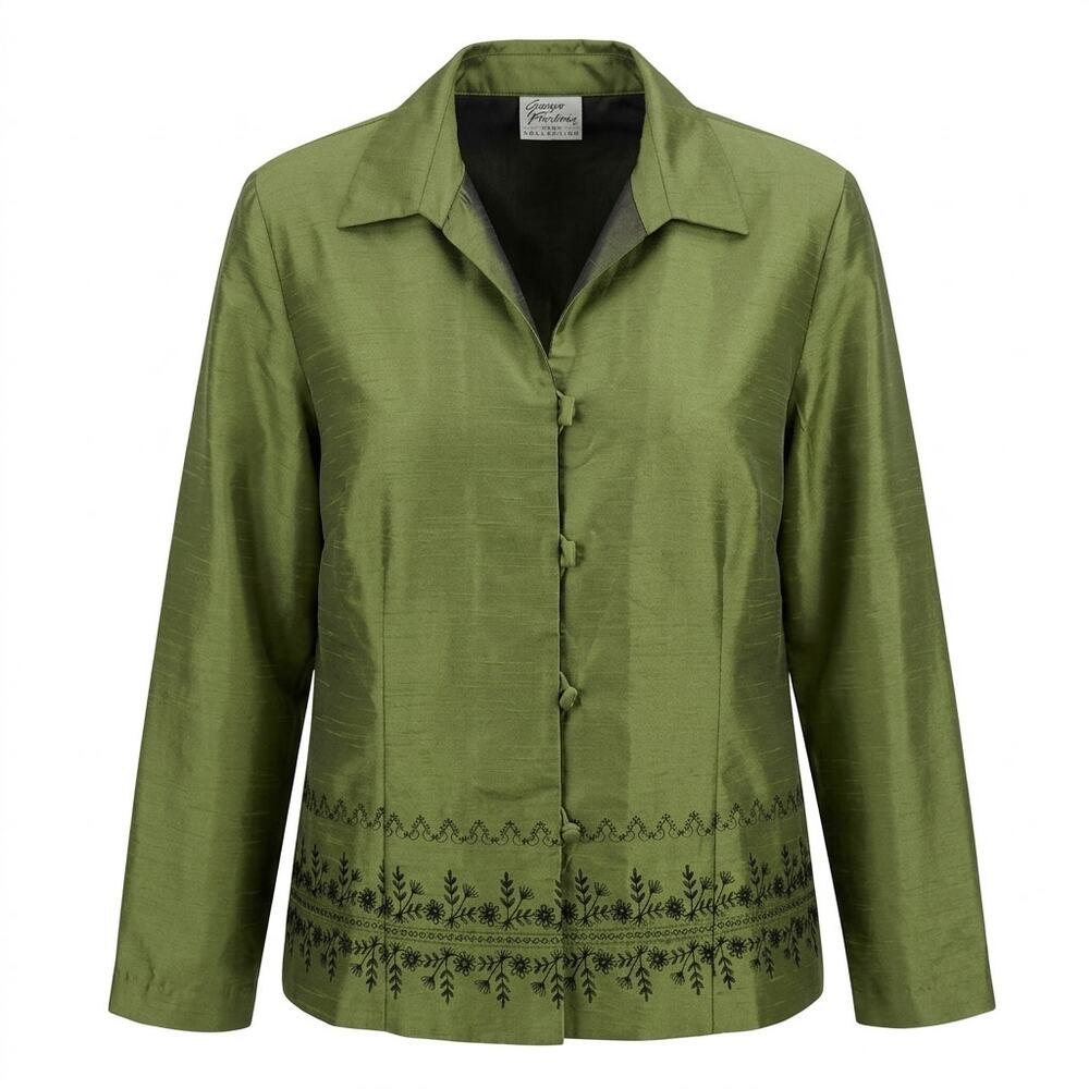 Giorgio Fiorlini Green Embroidered Lightweight Jacket Women See Measurement
